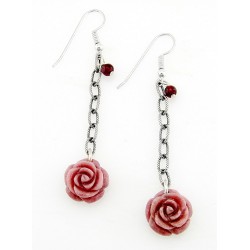 Sterling Silver Earrings with Rhodonite Rose Carolyn Pollack