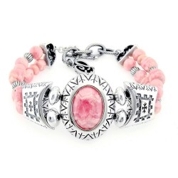 Carolyn Pollack Sterling Silver Bracelet with Rhodonite CP Signature