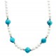 Sterling Silver Turquoise & Pearl Beaded Necklace