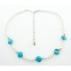 Sterling Silver Turquoise & Pearl Beaded Necklace