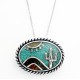 Southwestern Sterling Silver Mosaic Inlay Pin Pendant with Necklace 