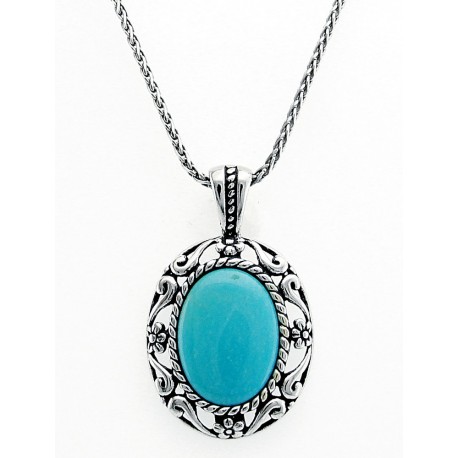 Sterling Silver Lace Pendant with Turquoise Carolyn Pollack