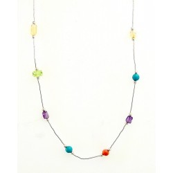 Liquid silver & Gemstone Necklace