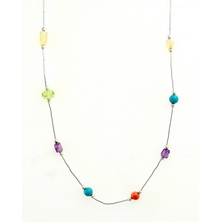 Liquid silver & Gemstone Necklace