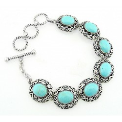 Sterling Silver Turquoise Toggle Bracelet By Relios