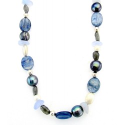 Carolyn Pollack Blue-Tone Gemstone Necklace with Sterling Silver
