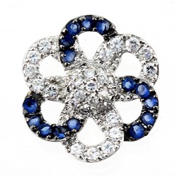 Sterling Silver Flower Pendant with CZ and Synthetic Sapphire