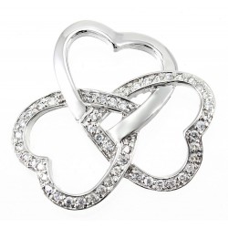 Sterling Silver Triple Heart Pendant with CZ