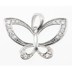 Sterling Silver Butterfly Pendant with CZ