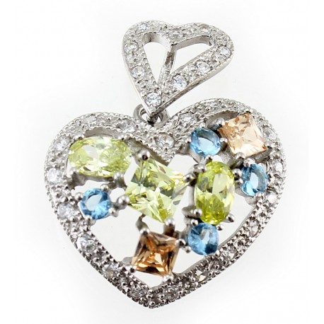 Sterling Silver Heart Pendant with CZ