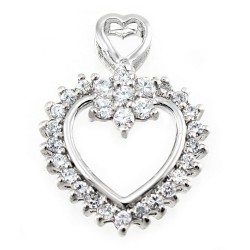 Sterling Silver Heart Pendant with Clear CZ
