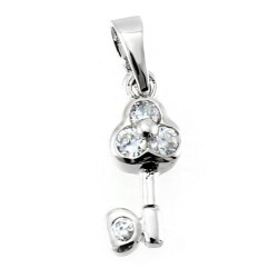 Sterling Silver Key Pendant with CZ