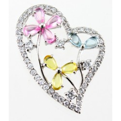 Sterling Silver Heart Pendant with Colored CZ