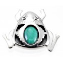 Southwest Sterling Silver Frog Pin Pendant with Malachite