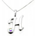Sterling Silver Initials Pendant with Chain - H