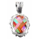 Southwestern Sterling Silver Pendant with Gemstone Inlay