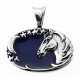 Sterling Silver Oval Horse Pendant with Enamel