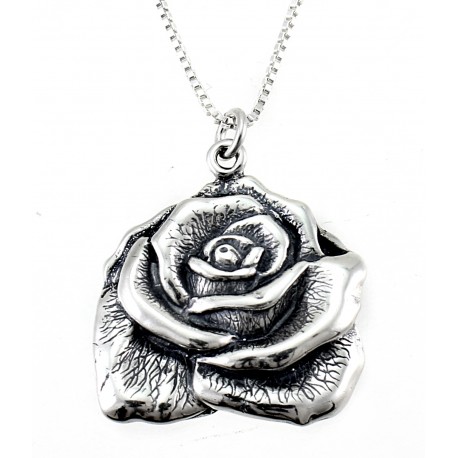 Sterling Silver Rose Pendant with Chain