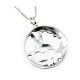 Sterling Silver Hummingbird with Flowers Pendant with Chain