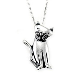 Sterling Silver Cat Pendant with Chain