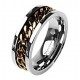 Titanium Ring with Chain Spinning Inlay Size 9