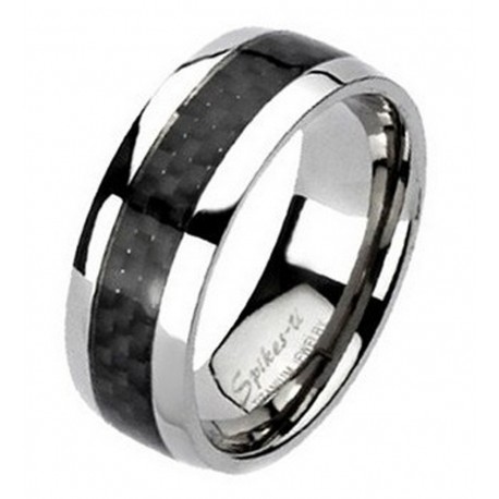 Titanium Ring with Carbon Fiber Inlay Size 9