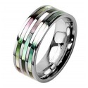 Titanium Ring with Abalone Shell Inlay 