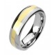 Tungsten Band Ring with Gold Center Size 5
