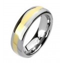 Tungsten Band Ring with Gold Center 