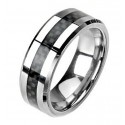 Tungsten Band Ring with Carbon Fiber Center 