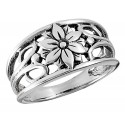 Sterling Silver Openwork Ring with Flower