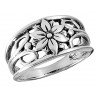 Sterling Silver Openwork Ring with Flower
