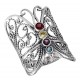 Sterling Silver Butterfly Ring With Colored CZ