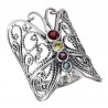 Sterling Silver Butterfly Ring With Colored CZ