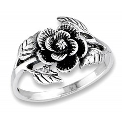 Sterling Silver Oxidized Rose Ring