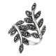 Sterling Silver Leaf Ring with Marcasite