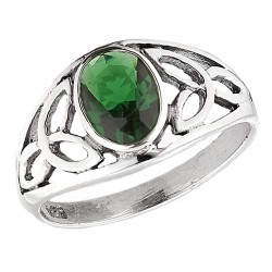 Sterling Silver Emerald Celtic Ring