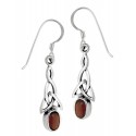 Sterling Silver Celtic Earrings with Garnet