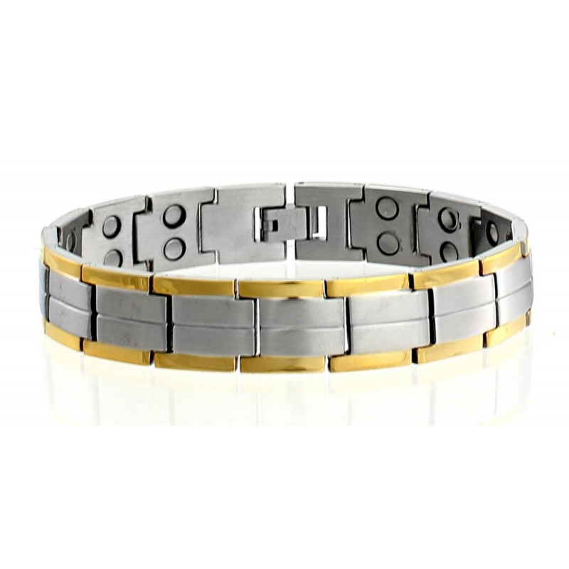 Gold Plated Stainless Steel Magnetic Bracelet Double Magnets - jewelry.farm