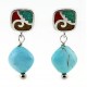Southwest Inlay Post and Turquoise Dangle Earrings