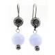 Sterling Native Pearl & Blue Lace Agate Flower Earrings
