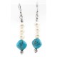 Sterling Silver Turquoise, & Pearl Beaded Earrings
