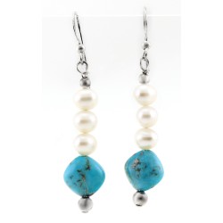 Relios / Carolyn Pollack Sterling Silver Turquoise and Pearl Earrings