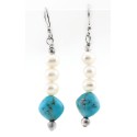 Relios / Carolyn Pollack Sterling Silver Turquoise and Pearl Earrings