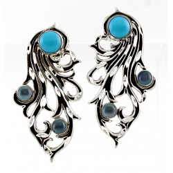 CP Signature / Carolyn Pollack Sterling Silver Turquoise and Blue Topaz Earrings