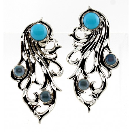 Sterling Silver & Blue Topaz Gemstone Earrings
