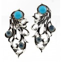 CP Signature / Carolyn Pollack Sterling Silver Turquoise and Blue Topaz Earrings