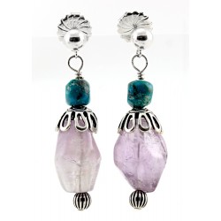 Relios / Carolyn Pollack Sterling Silver Amethyst Turquoise Earrings