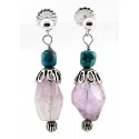 Relios / Carolyn Pollack Sterling Silver Amethyst Turquoise Earrings