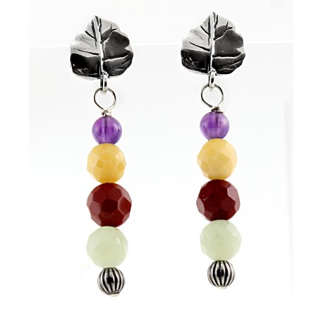 Sterling Silver & Multi-Gemstone Dangle Earrings